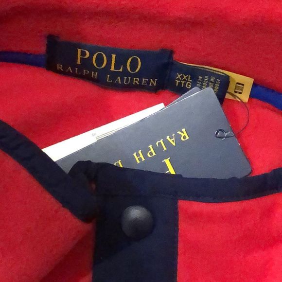 RALPH LAUREN POLO Red 1/4 Snap Long Sleeve Henley Fleece w Zip Pockets 2XL NWOT - Picture 6 of 11
